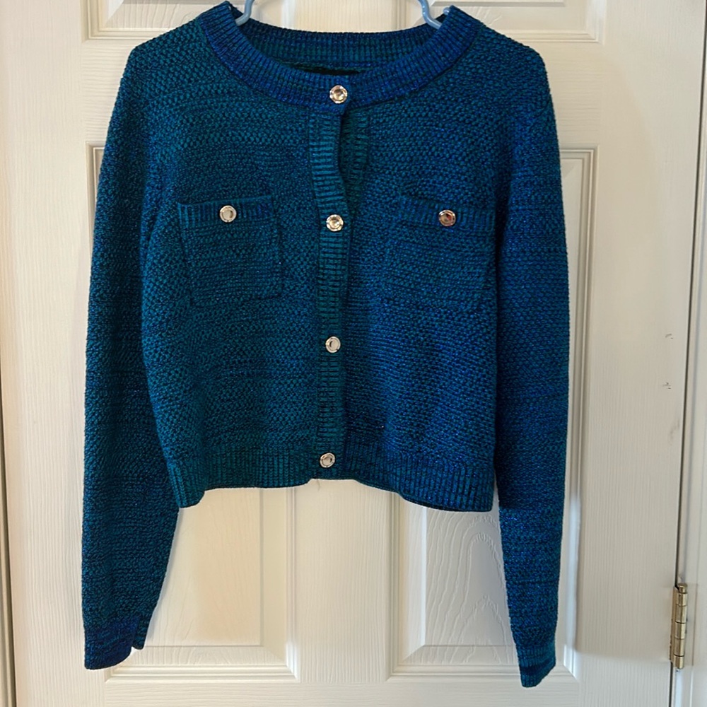 Teal knit Cardigan Sweater